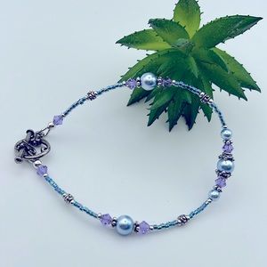 BLUE PEARL ALEXANDRITE SWROVSKI BALI SILVER BRACELET